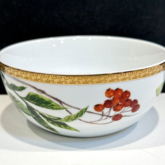 Coupe Cereal Bowl, "Holiday Laurel", by St Nicholas Square, 18 Karat Gold Band - Picture 1 of 4